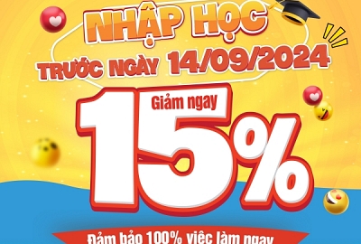 TÂN SINH VIÊN ĐẠI VIỆT CẦN THƠ ĐƯỢC GIẢM 15% HỌC PHÍ KHI NHẬP HỌC TRƯỚC NGÀY 14/9/2024