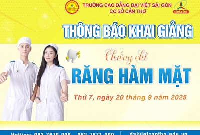 ĐẠI VIỆT CẦN THƠ THÔNG BÁO KHAI GIẢNG LỚP CHỨNG CHỈ RĂNG HÀM MẶT