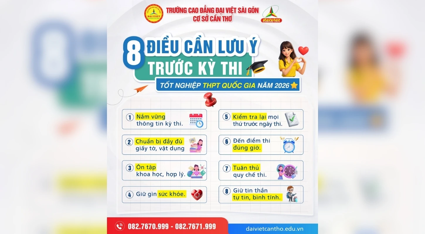 8 ĐIỀU CẦN LƯU Ý TRƯỚC KỲ THI THPT QUỐC GIA 2026