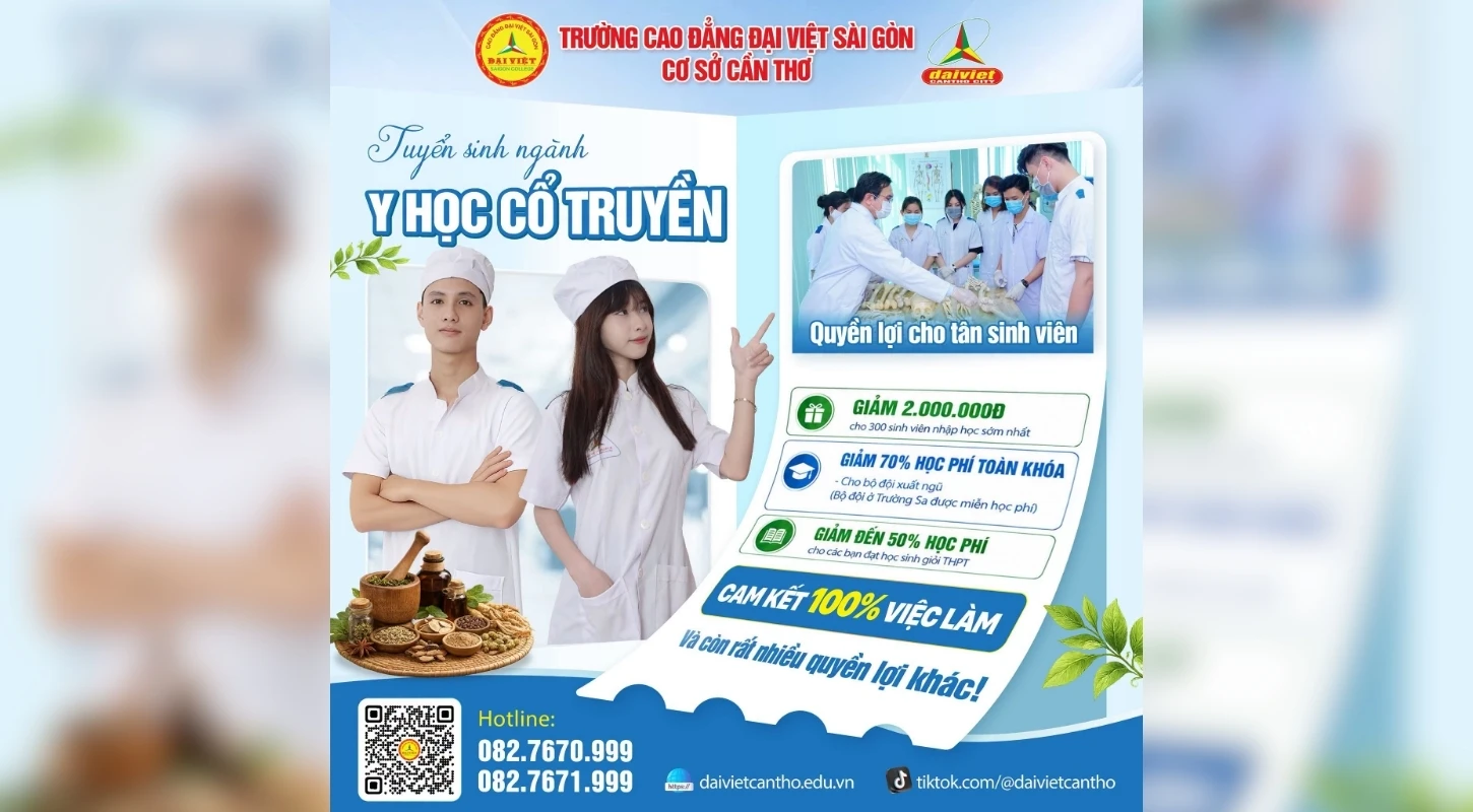 CAO ĐẲNG ĐẠI VIỆT TUYỂN SINH NGÀNH Y HỌC CỔ TRUYỀN