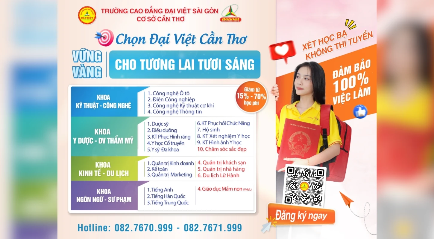 Chọn Trường Cao Đẳng Đại Việt Tp Cần Thơ - Chọn Vững Vàng Cho Tương Lai Tươi Sáng