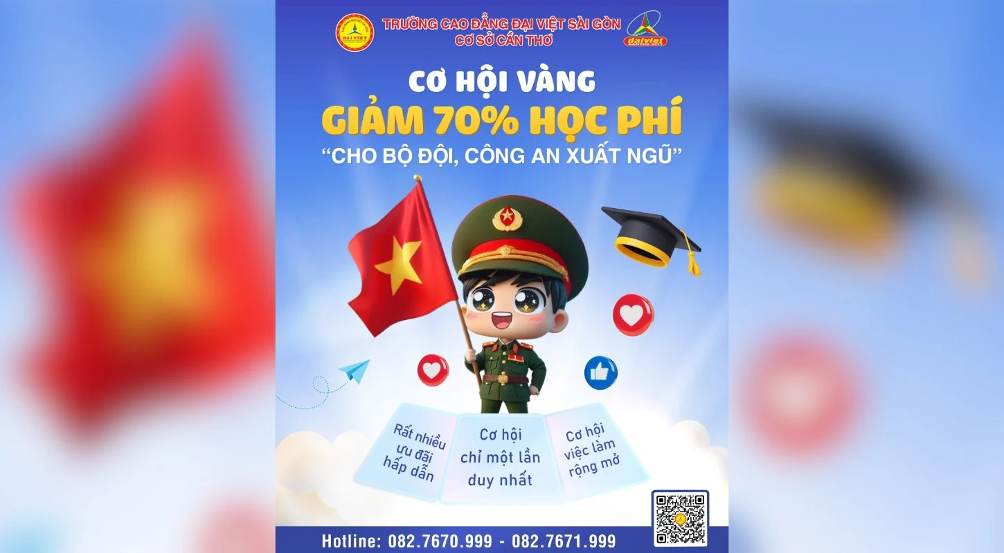 Cơ Hội Vàng Cho Bộ Đội, Công An Xuất Ngũ - Giảm 70% Học Phí Khi Học Tại Đại Việt Tp Cần Thơ