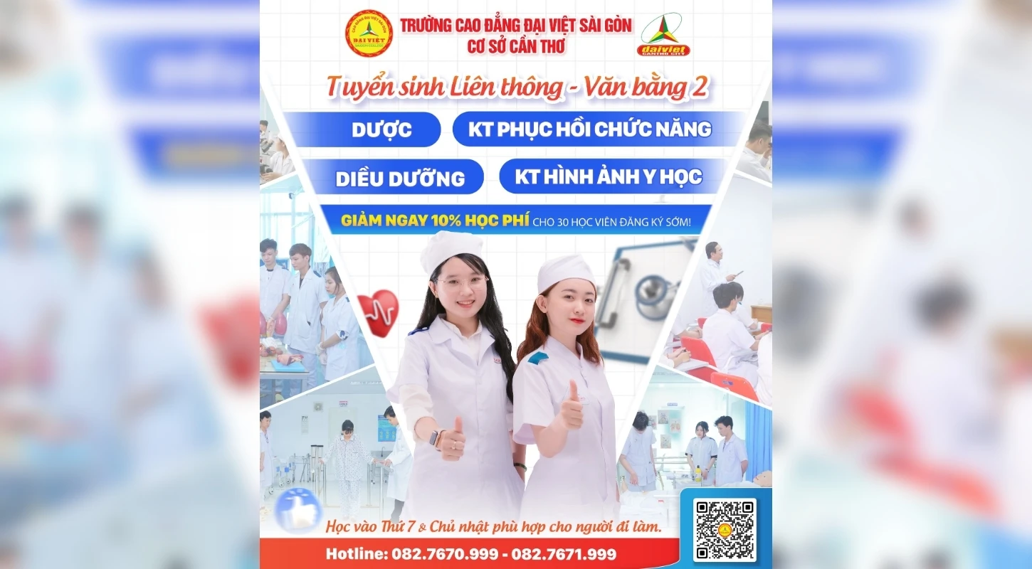 ĐẠI VIỆT CẦN THƠ THÔNG BÁO TUYỂN SINH LIÊN THÔNG - VĂN BẰNG 2 CÁC NGÀNH
