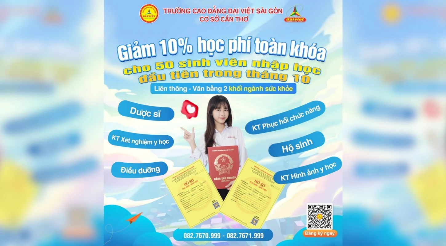 Đại Việt Cần Thơ Thông Báo Tuyển Sinh Liên Thông – Văn Bằng 2 Hệ Cao Đẳng Khối Ngành Chăm Sóc Sức Khỏe Năm 2025