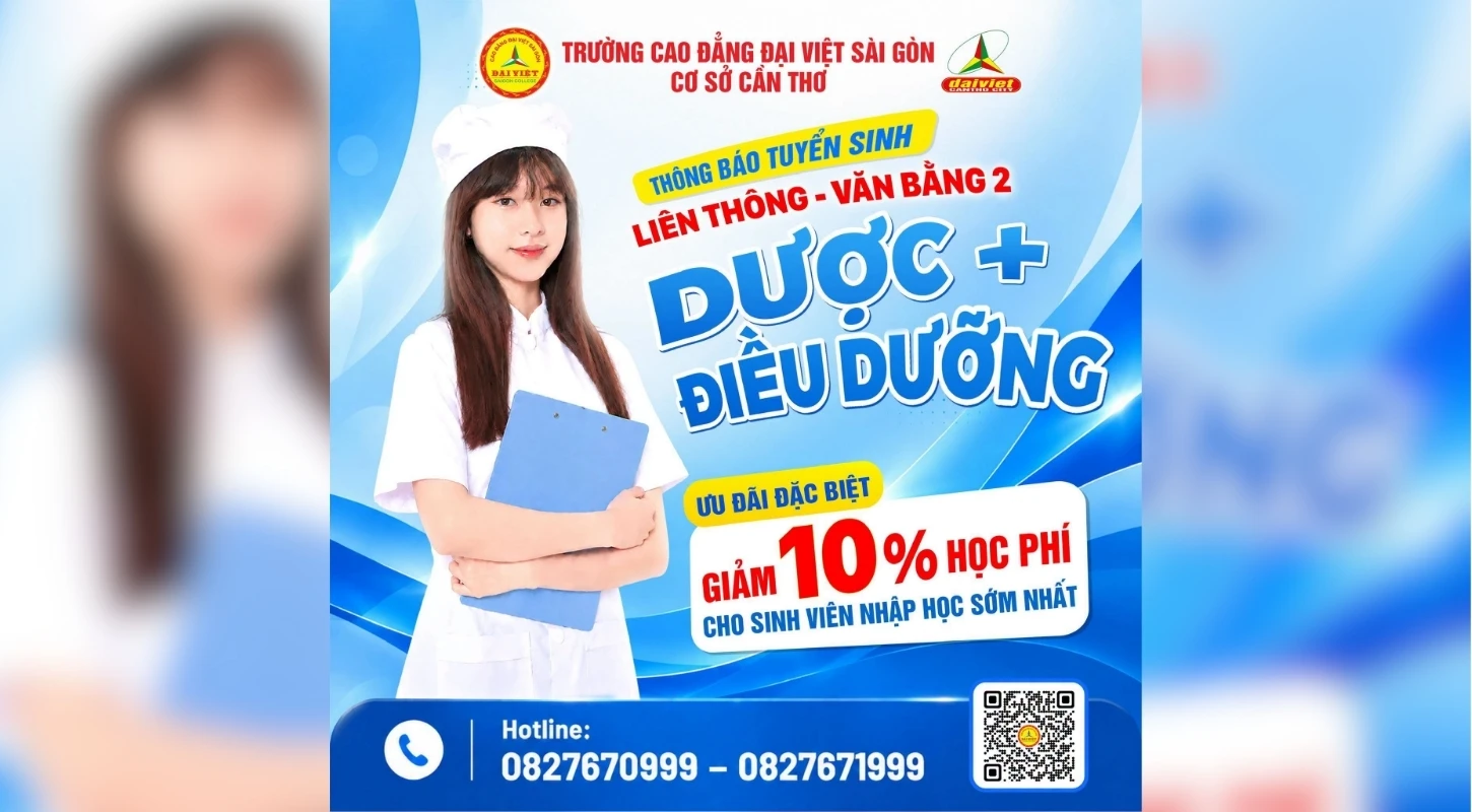 ĐẠI VIỆT CẦN THƠ THÔNG BÁO TUYỂN SINH LIÊN THÔNG – VĂN BẰNG 2 NGÀNH DƯỢC, ĐIỀU DƯỠNG