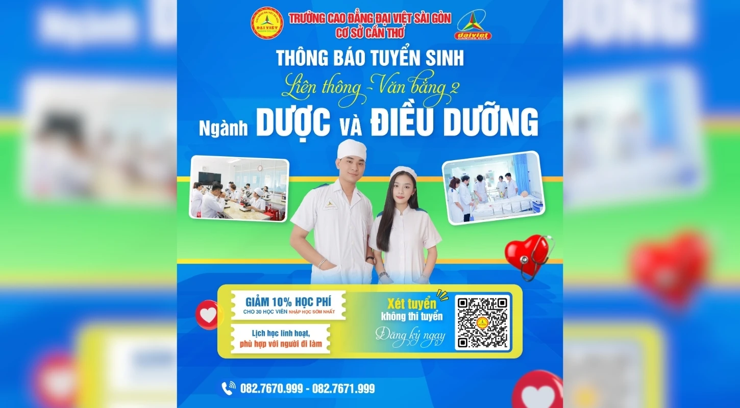 Đại Việt Cần Thơ Thông Báo Tuyển Sinh Liên Thông – Văn Bằng 2 Ngành Dược Và Điều Dưỡng