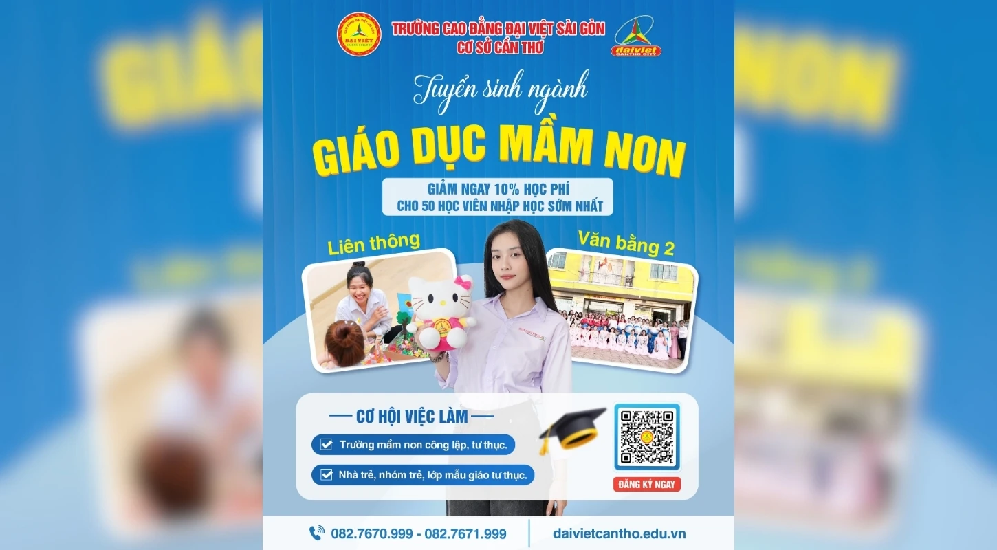 Đại Việt Cần Thơ Thông Báo Tuyển Sinh Liên Thông, Văn Bằng 2 Ngành Giáo Dục Mầm Non