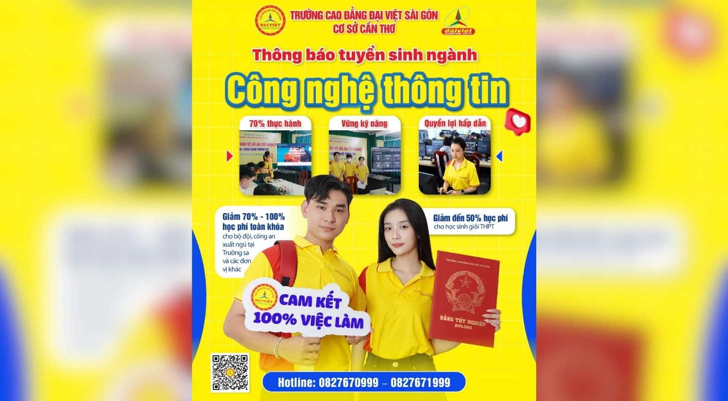 ĐẠI VIỆT CẦN THƠ THÔNG BÁO TUYỂN SINH NGÀNH CÔNG NGHỆ THÔNG TIN HỆ CHÍNH QUY NĂM 2026