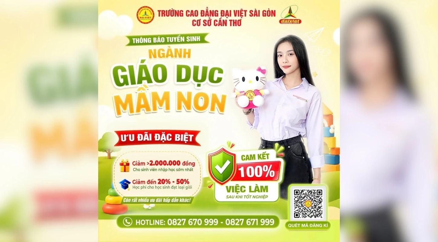 ĐẠI VIỆT CẦN THƠ THÔNG BÁO TUYỂN SINH NGÀNH GIÁO DỤC MẦM NON NĂM 2026