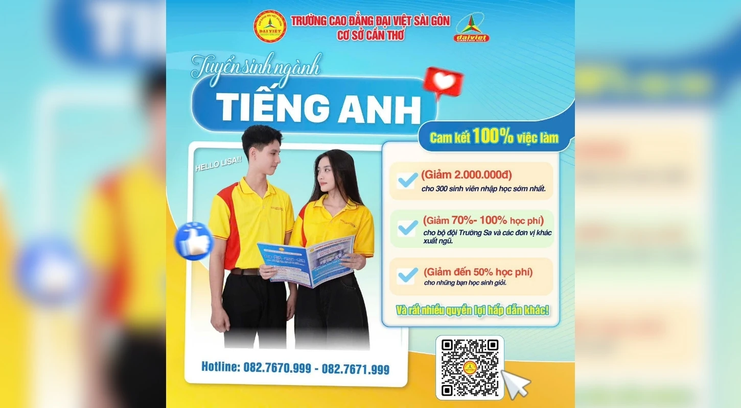 ĐẠI VIỆT CẦN THƠ THÔNG BÁO TUYỂN SINH NGÀNH TIẾNG ANH