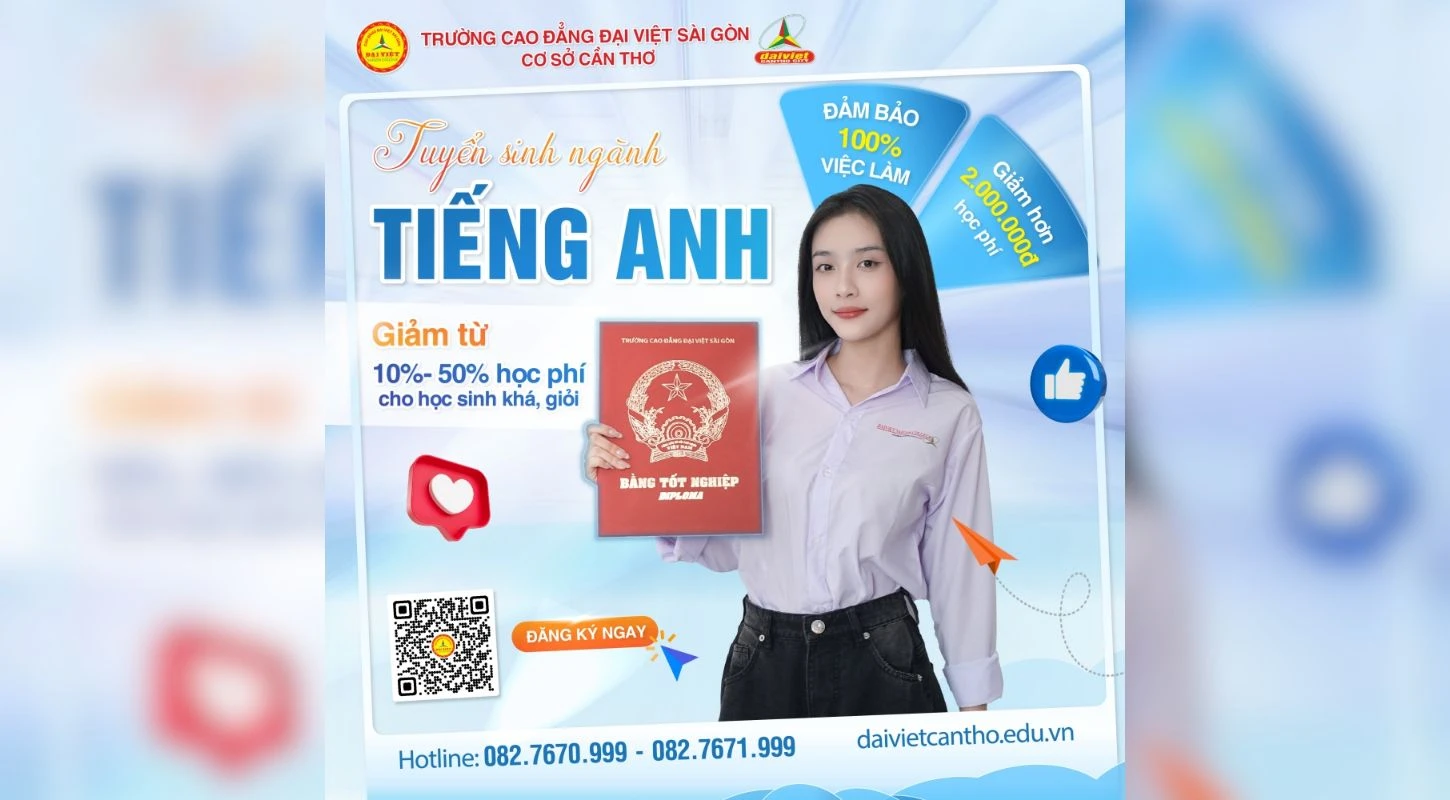 Đại Việt Cần Thơ Thông Báo Tuyển Sinh Ngành Tiếng Anh Năm 2025