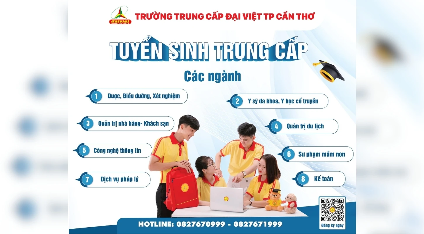 ĐẠI VIỆT CẦN THƠ THÔNG BÁO TUYỂN SINH TRUNG CẤP CÁC NGÀNH