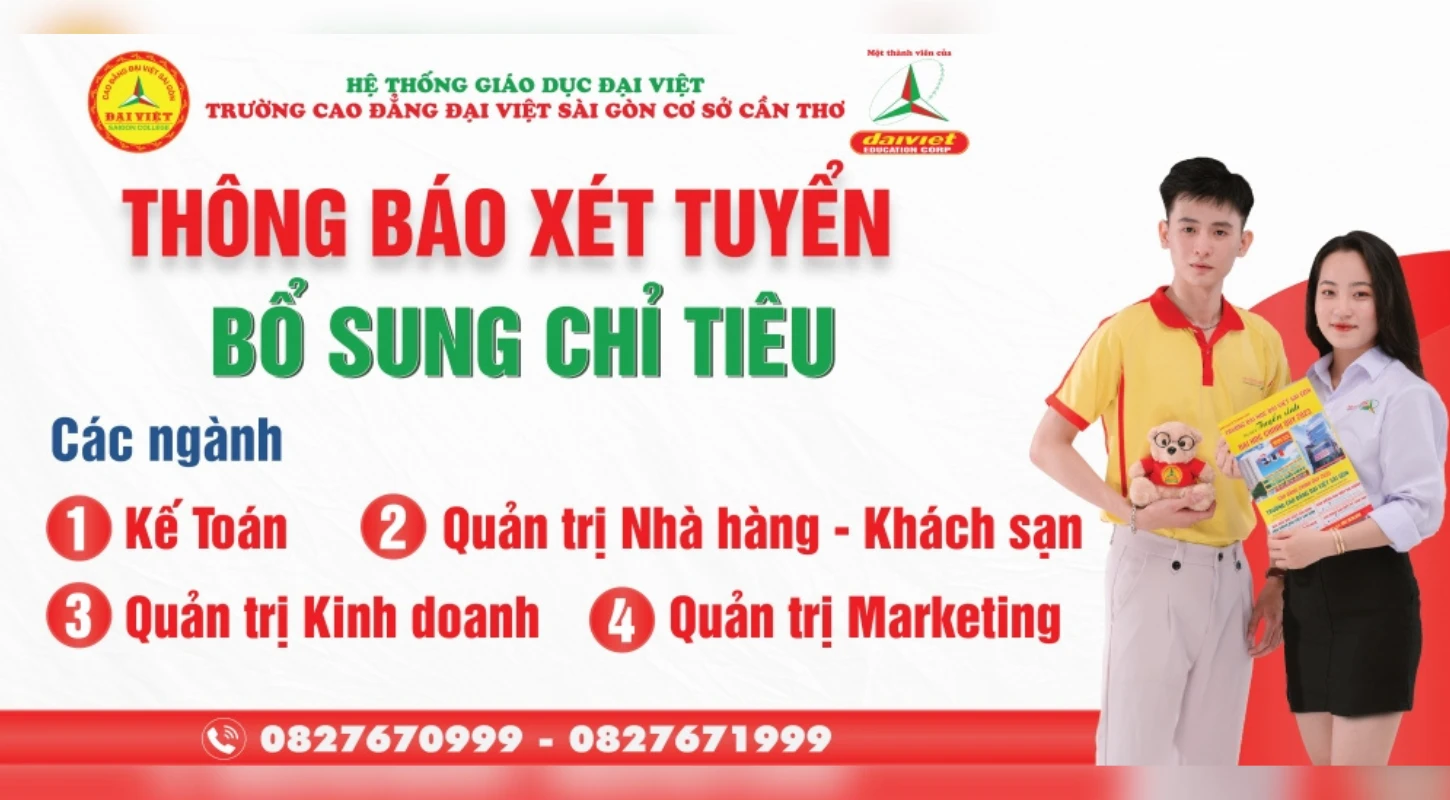 Đại Việt Tp Cần Thơ Thông Báo Xét Tuyển Chỉ Tiêu Bổ Sung Khối Ngành Kinh Tế - Du Lịch Hệ Cao Đẳng Chính Quy