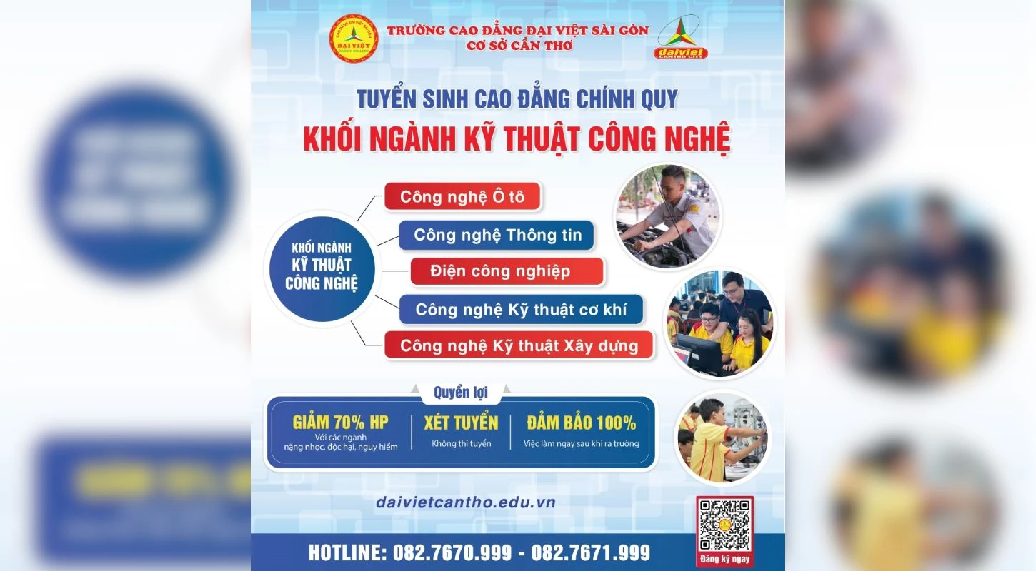 Đại Việt Tp Cần Thơ Tuyển Sinh Cao Đẳng Kỹ Thuật – Công Nghệ 2024