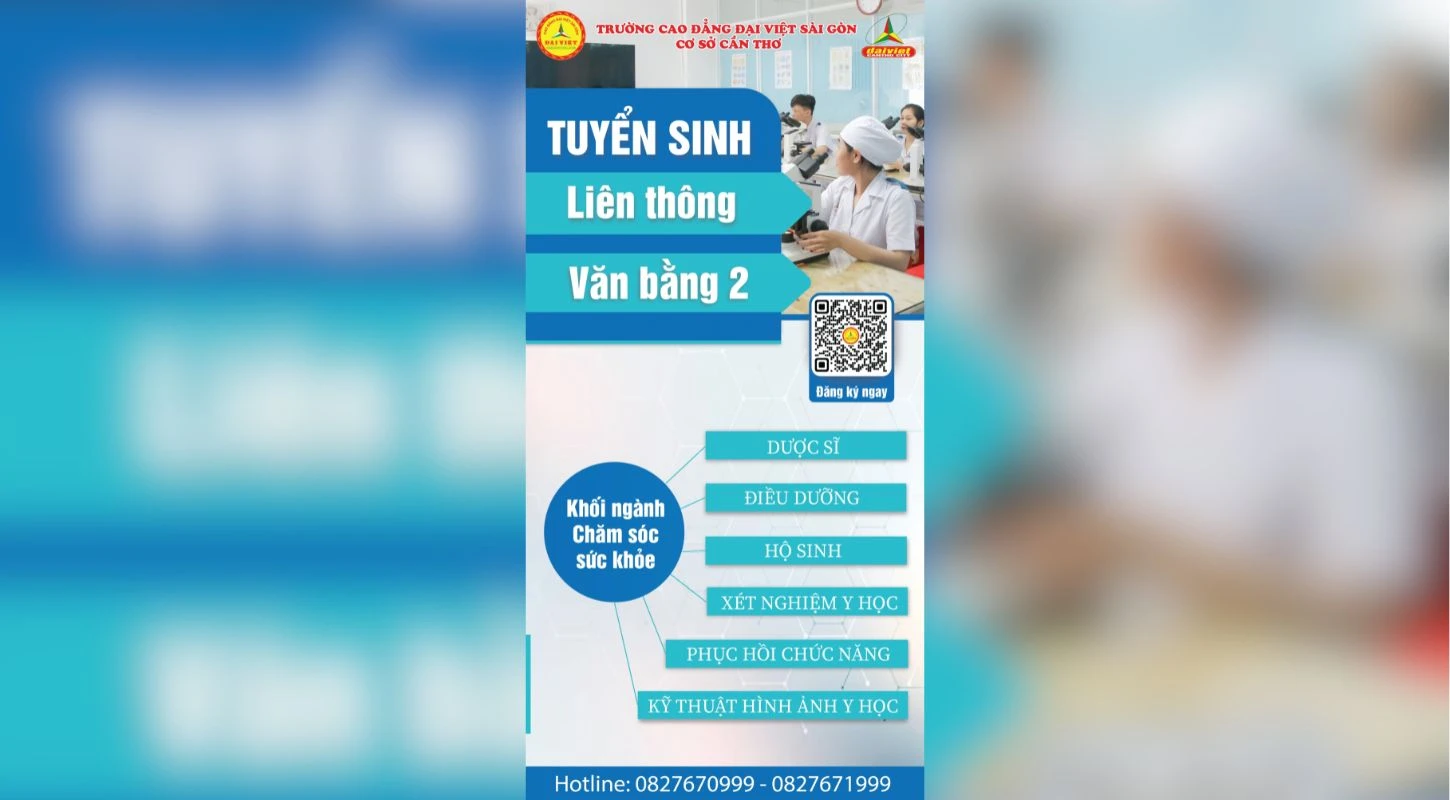 Đại Việt Tp Cần Thơ Tuyển Sinh Liên Thông, Văn Bằng 2 Cao Đẳng Khối Ngành Chăm Sóc Sức Khỏe