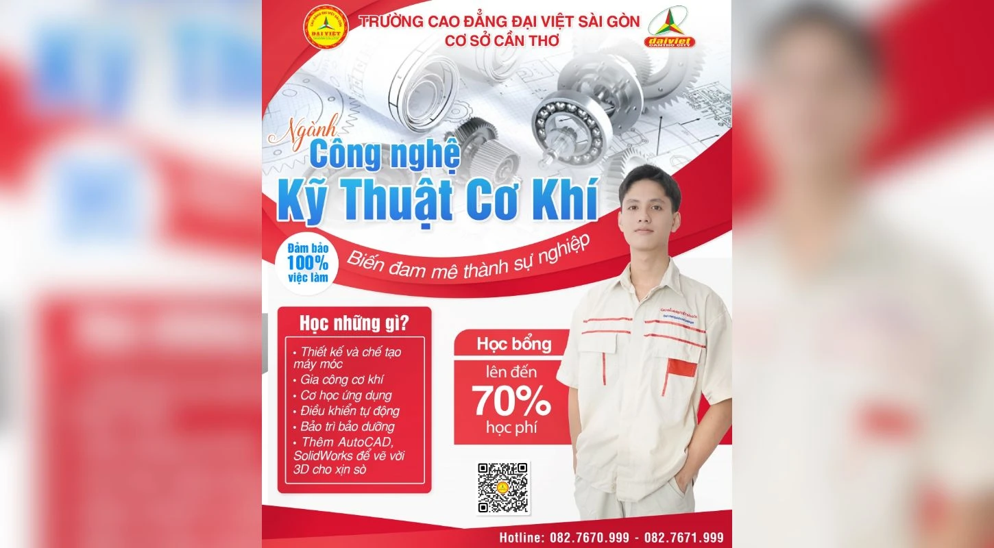 Đại Việt Tp Cần Thơ Tuyển Sinh Ngành Công Nghệ Kỹ Thuật Cơ Khí