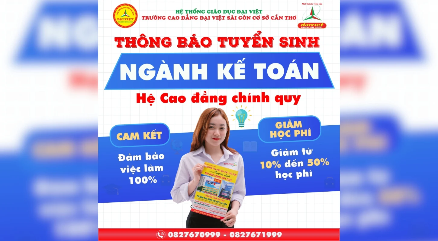 Đại Việt Tp Cần Thơ Tuyển Sinh Ngành Kế Toán Hệ Cao Đẳng Chính Quy