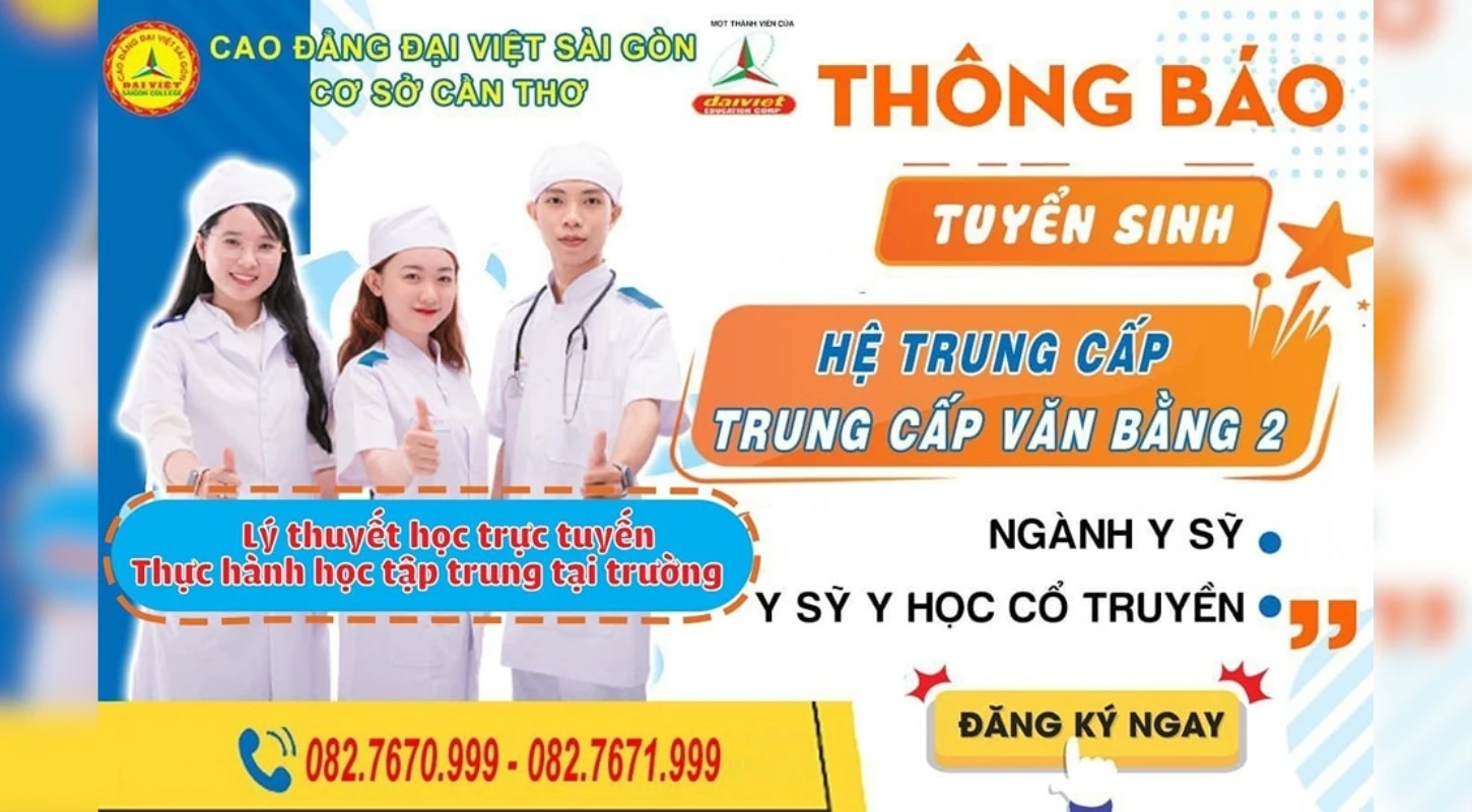 Đại Việt Tp Cần Thơ Tuyển Sinh Trung Cấp – Văn Bằng 2 Ngành Y Sĩ, Y Sĩ Y Học Cổ Truyền