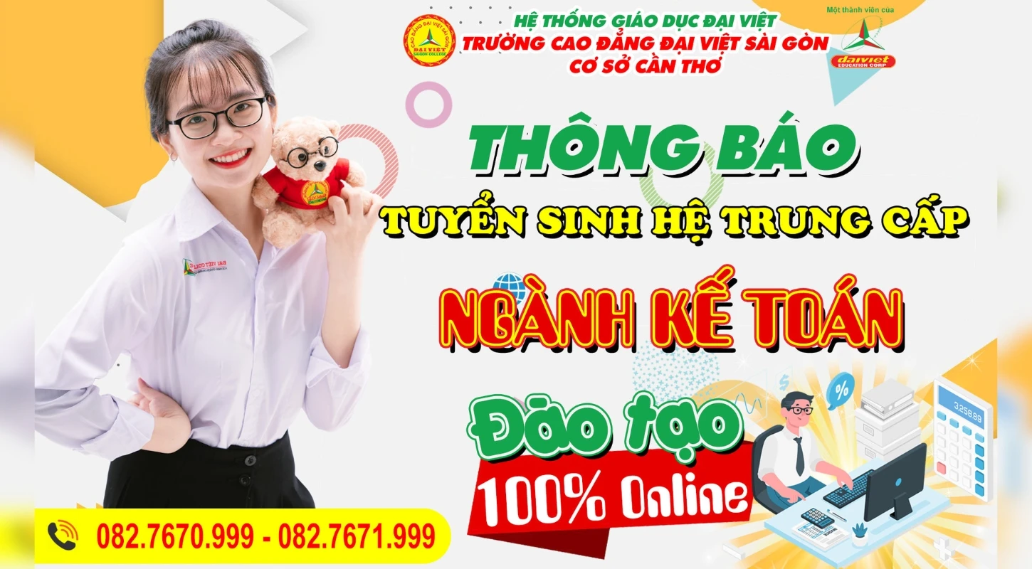 Thông Báo Tuyển Sinh Hệ Trung Cấp Ngành Kế Toán - Đào Tạo 100% Trực Tuyến