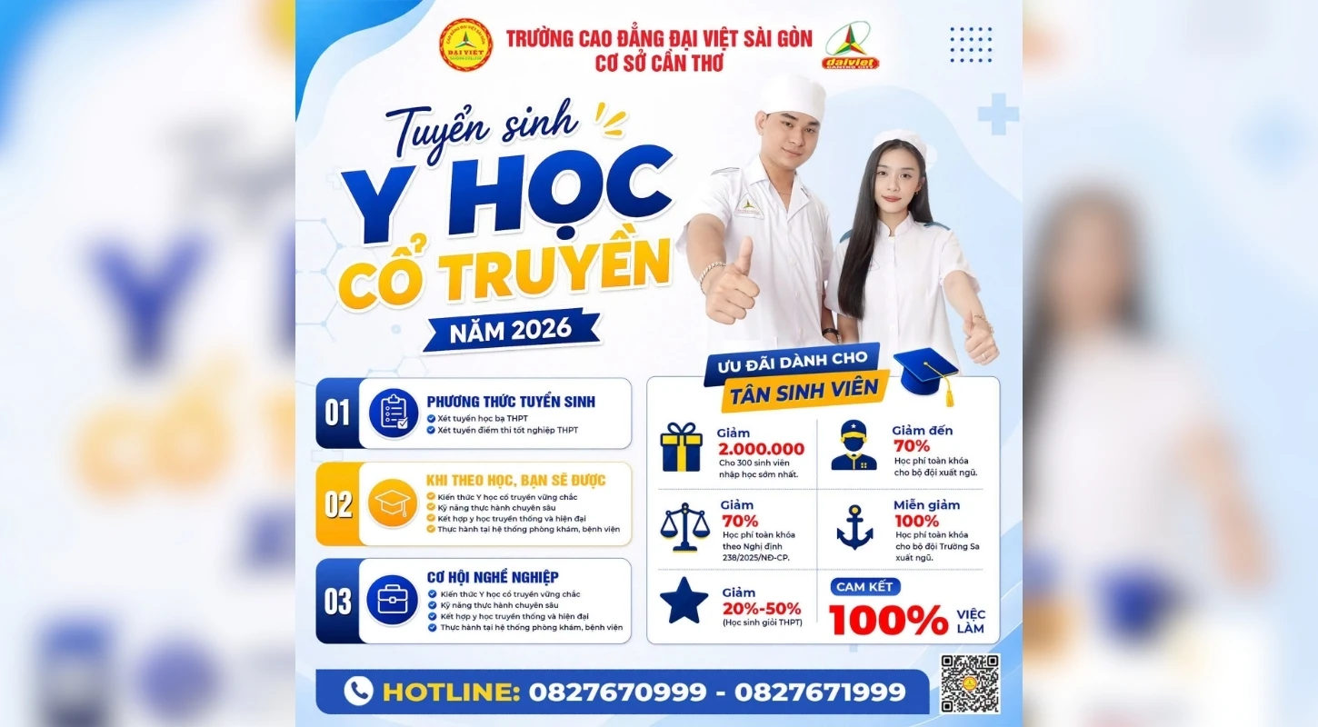 THÔNG BÁO TUYỂN SINH NGÀNH Y HỌC CỔ TRUYỀN NĂM 2026