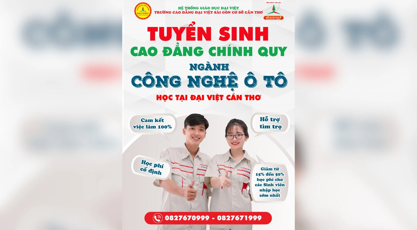Tuyển Sinh Cao Đẳng Chính Quy Ngành Công Nghệ Ô Tô Học Tại Đại Việt Tp Cần Thơ