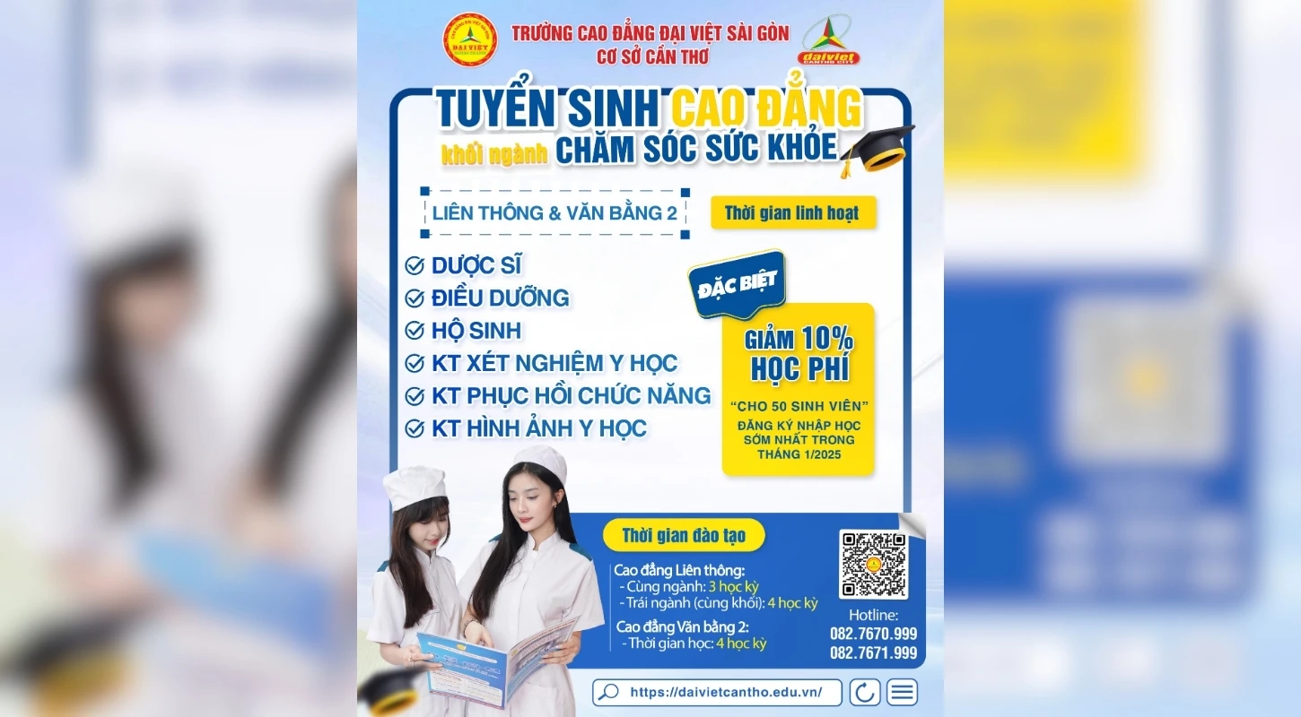 TUYỂN SINH LIÊN THÔNG – VĂN BẰNG 2 CAO ĐẲNG KHỐI NGÀNH CHĂM SÓC SỨC KHỎE