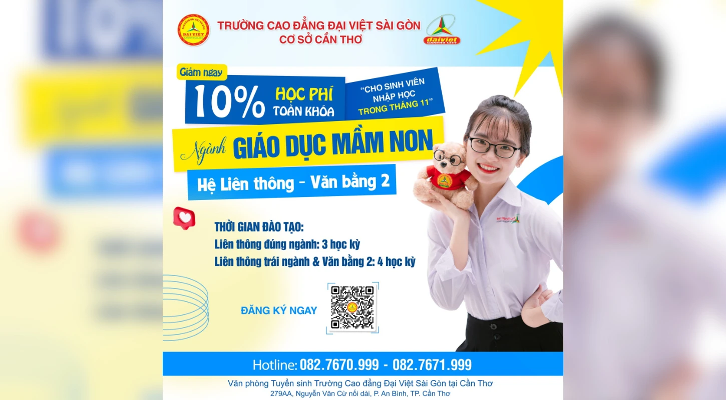 Tuyển sinh Liên thông – Văn bằng 2 Giáo dục Mầm non | Trường Trung Cấp Đại Việt Tp Cần Thơ