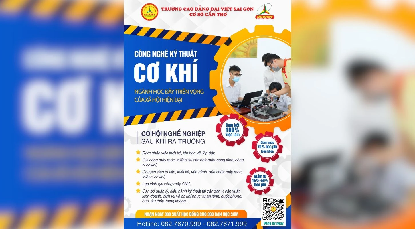 Tuyển Sinh Ngành Công Nghệ Kỹ Thuật Cơ Khí – Cao Đẳng Đại Việt Sài Gòn Cơ Sở Cần Thơ