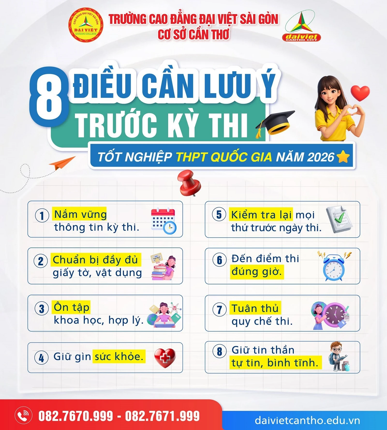 8 ĐIỀU CẦN LƯU Ý TRƯỚC KỲ THI THPT QUỐC GIA 2026