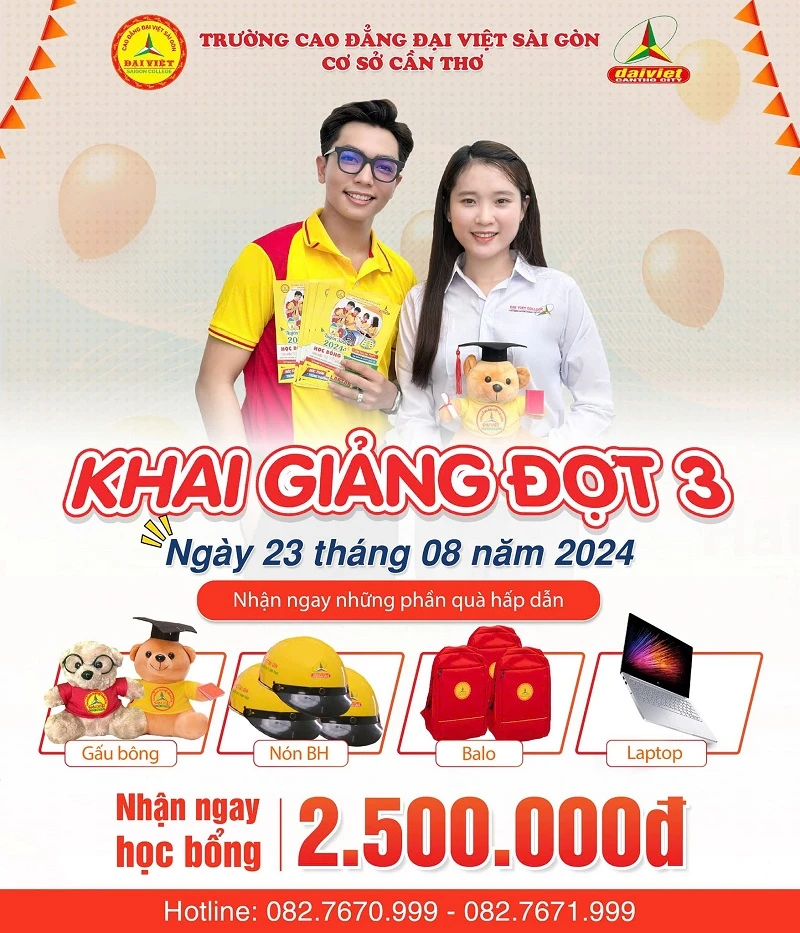 Cao Đẳng Đại Việt Tp Cần Thơ Khai Giảng Đợt 3 Ngày 23/8/2024