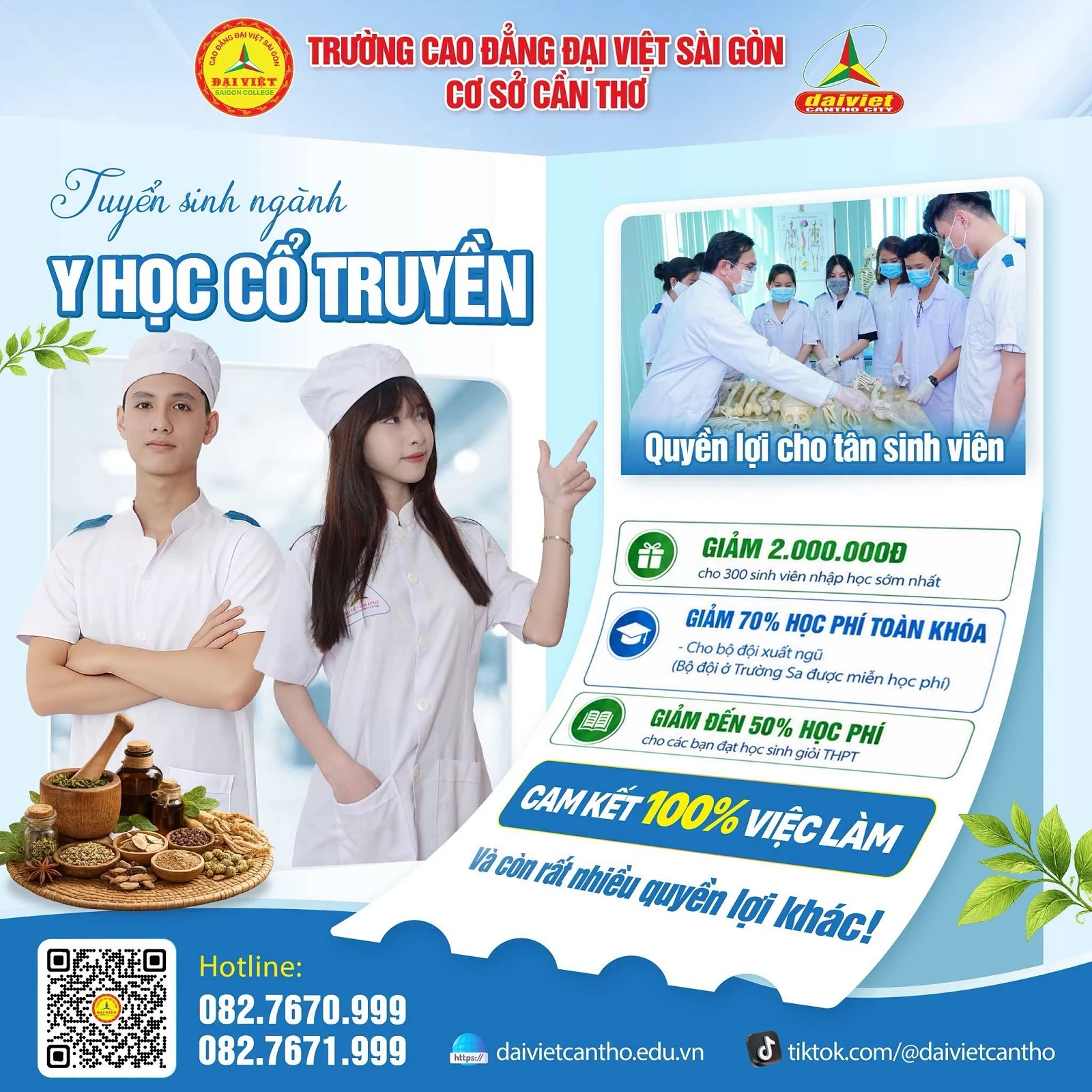 CAO ĐẲNG ĐẠI VIỆT TUYỂN SINH NGÀNH Y HỌC CỔ TRUYỀN