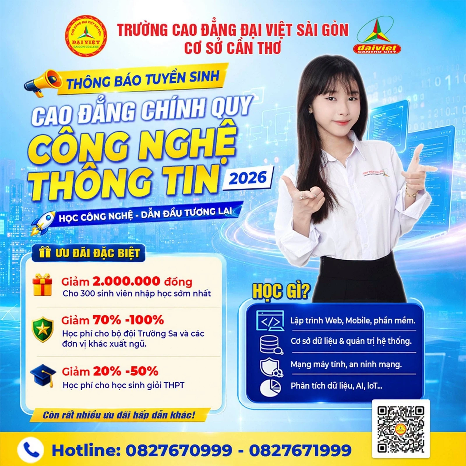 ĐẠI VIỆT CẦN THƠ THÔNG BÁO TUYỂN SINH CAO ĐẲNG CHÍNH QUY NGÀNH CÔNG NGHỆ THÔNG TIN 2026