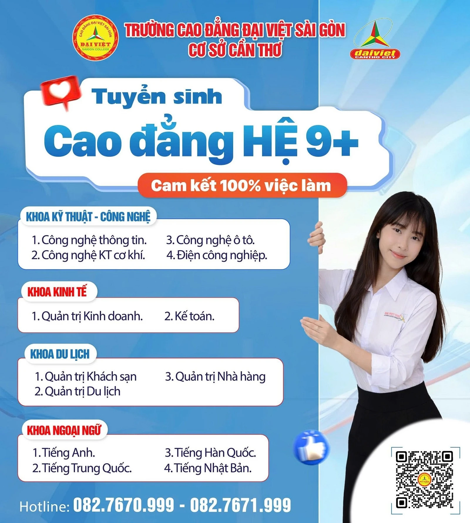 ĐẠI VIỆT CẦN THƠ – THÔNG BÁO TUYỂN SINH CAO ĐẲNG HỆ 9+ NĂM 2026