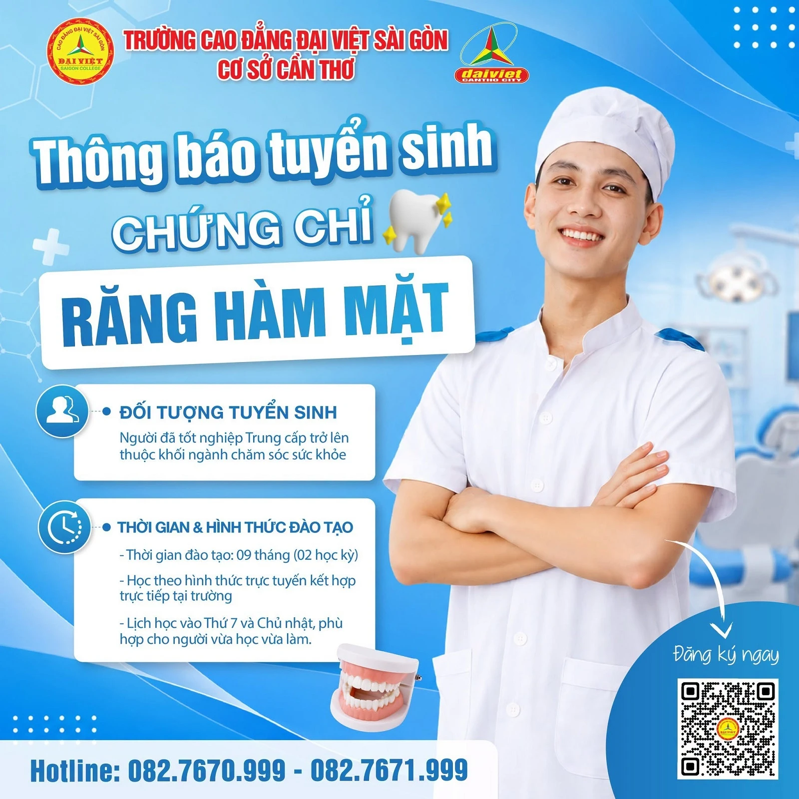 ĐẠI VIỆT CẦN THƠ THÔNG BÁO TUYỂN SINH CHỨNG CHỈ RĂNG HÀM MẶT NĂM 2026