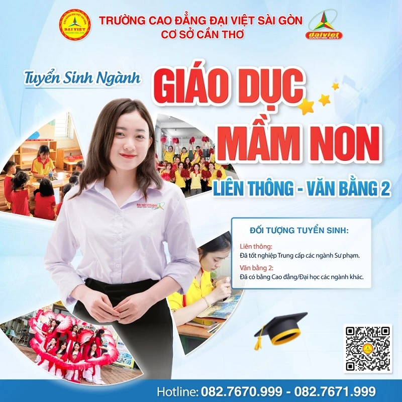 Đại Việt Cần Thơ Thông Báo Tuyển Sinh Liên Thông, Văn Bằng 2 Hệ Cao Đẳng Ngành Giáo Dục Mầm Non