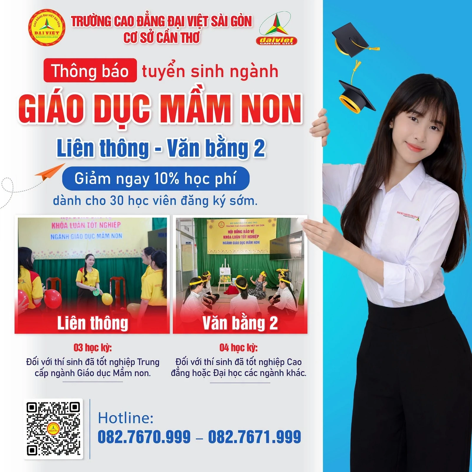 ĐẠI VIỆT CẦN THƠ THÔNG BÁO TUYỂN SINH LIÊN THÔNG, VĂN BẰNG 2 NGÀNH GIÁO DỤC MẦM NON 2026