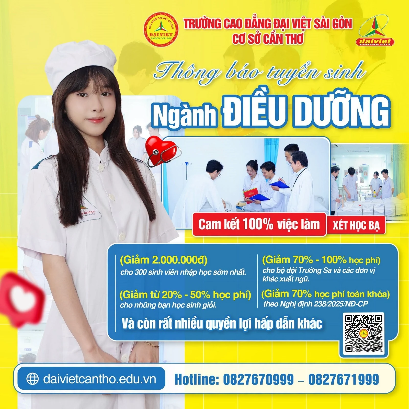 ĐẠI VIỆT CẦN THƠ THÔNG BÁO TUYỂN SINH NGÀNH ĐIỀU DƯỠNG NĂM 2026