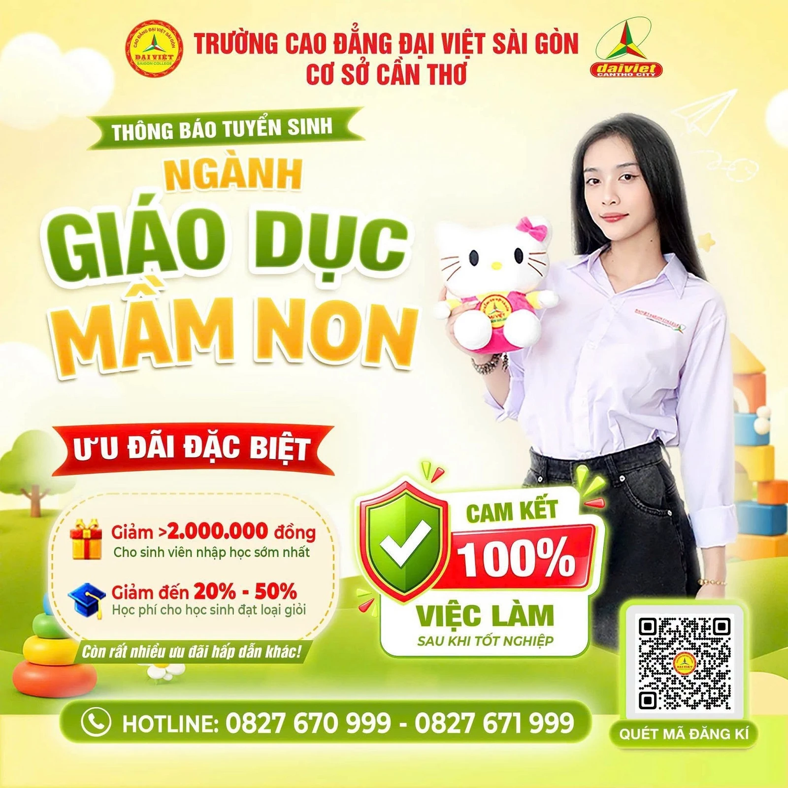 ĐẠI VIỆT CẦN THƠ THÔNG BÁO TUYỂN SINH NGÀNH GIÁO DỤC MẦM NON NĂM 2026