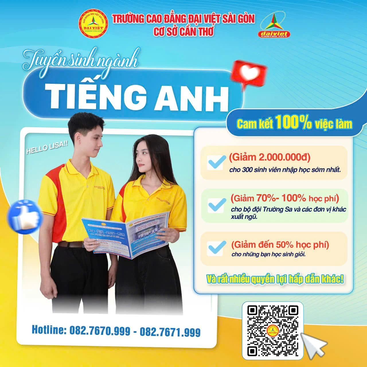 ĐẠI VIỆT CẦN THƠ THÔNG BÁO TUYỂN SINH NGÀNH TIẾNG ANH