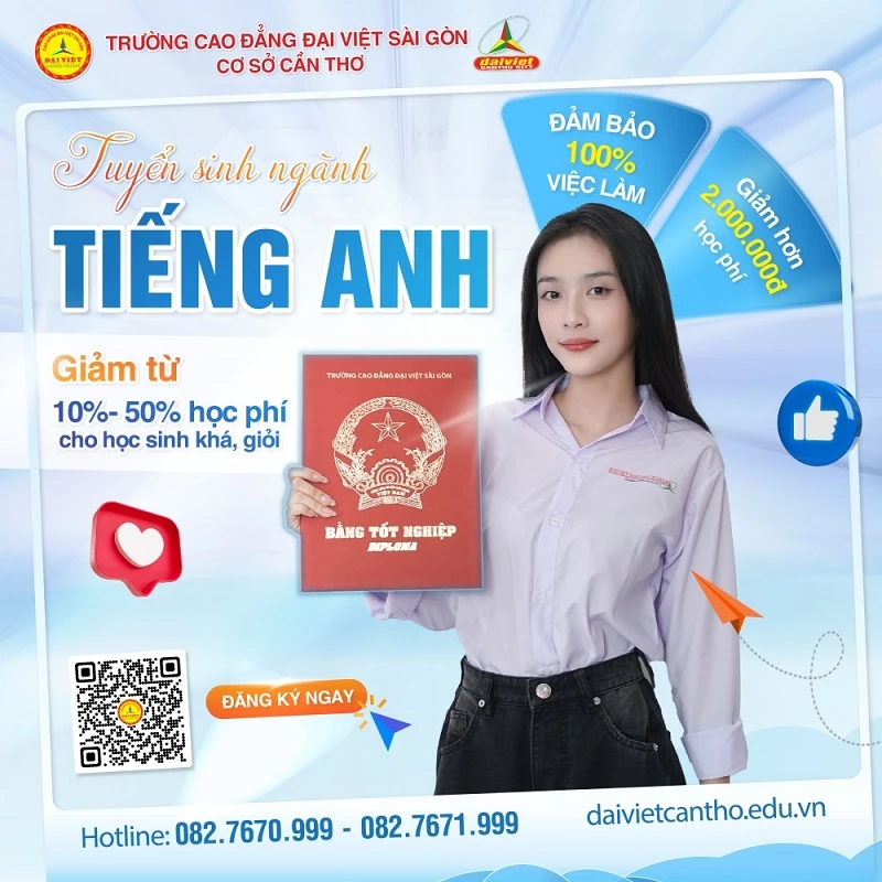 Đại Việt Cần Thơ Thông Báo Tuyển Sinh Ngành Tiếng Anh Năm 2025