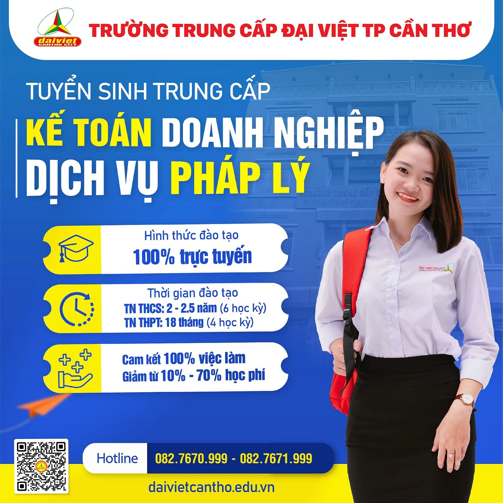 ĐẠI VIỆT CẦN THƠ THÔNG BÁO TUYỂN SINH TRUNG CẤP NGÀNH KẾ TOÁN DOANH NGHIỆP - DỊCH VỤ PHÁP LÝ