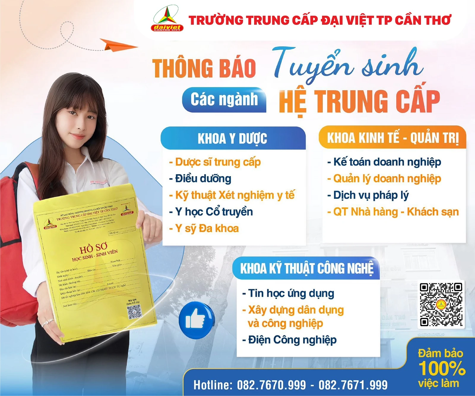 ĐẠI VIỆT CẦN THƠ THÔNG BÁO TUYỂN SINH TRUNG CẤP VỚI CÁC NGÀNH ĐÀO TẠO ĐA DẠNG