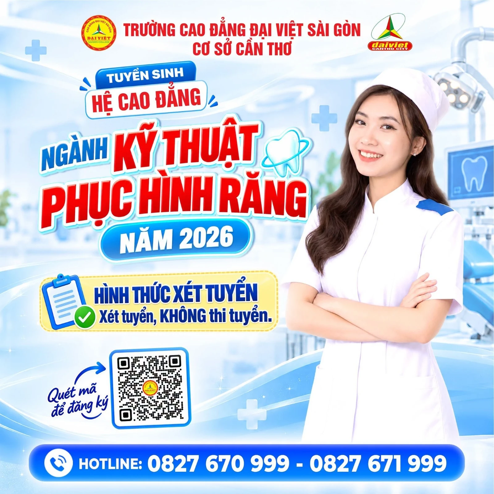ĐẠI VIỆT CẦN THƠ TUYỂN SINH HỆ CAO ĐẲNG NGÀNH KỸ THUẬT PHỤC HÌNH RĂNG NĂM 2026