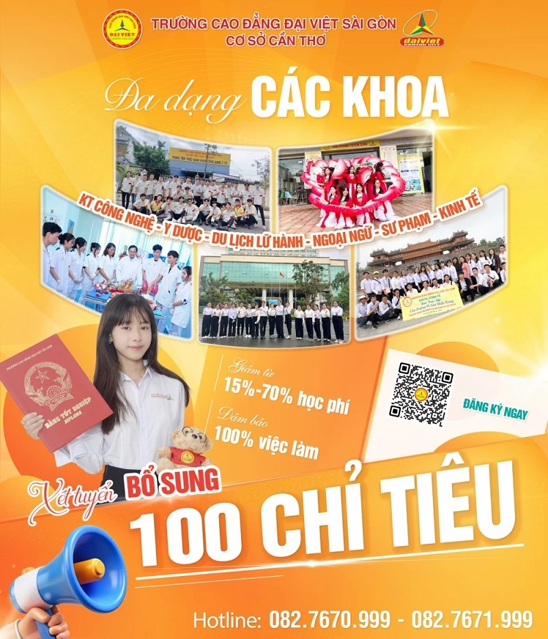 Đại Việt Cần Thơ – Xét Tuyển Bổ Sung 100 Chỉ Tiêu Năm 2025