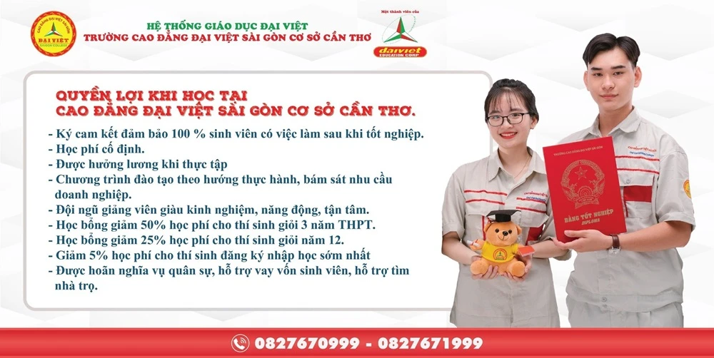 Đại Việt Cần Thơ Xét Tuyển Bổ Sung Cao Đẳng Chính Quy Khối Kỹ Thuật – Công Nghệ 2023