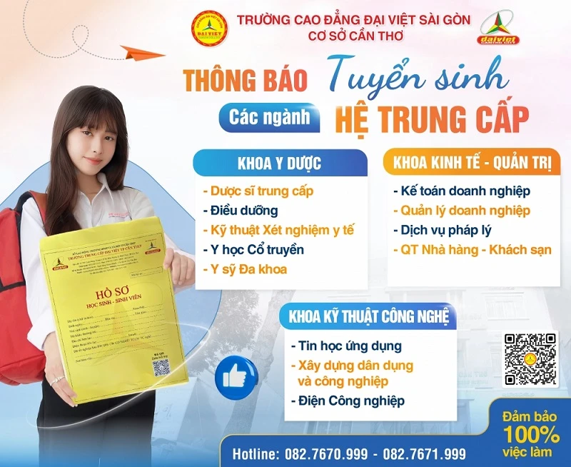 Đại Việt Tp Cần Thơ Thông Báo Tuyển Sinh Trung Cấp Năm 2025 Với Các Ngành Đào Tạo Đa Dạng