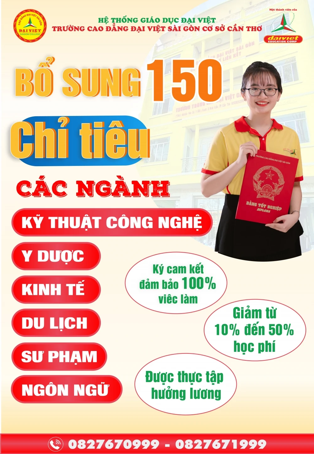 Đại Việt Tp Cần Thơ thông báo xét tuyển chỉ tiêu bổ sung