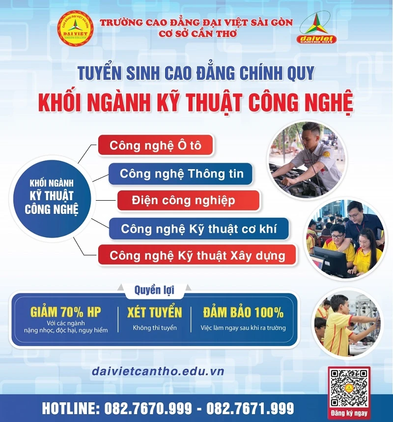 Đại Việt Tp Cần Thơ Tuyển Sinh Cao Đẳng Kỹ Thuật – Công Nghệ 2024