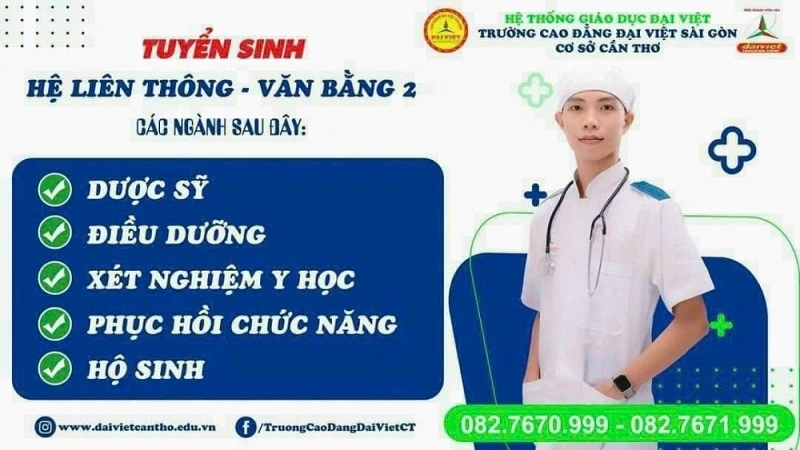 Tuyển Sinh Liên Thông & Văn Bằng 2 Cao Đẳng Chăm Sóc Sức Khỏe – Đại Việt Sài Gòn Cơ Sở Cần Thơ