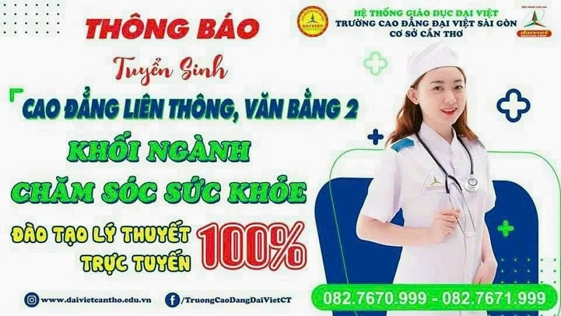 Tuyển Sinh Liên Thông & Văn Bằng 2 Cao Đẳng Chăm Sóc Sức Khỏe – Đại Việt Sài Gòn Cơ Sở Cần Thơ